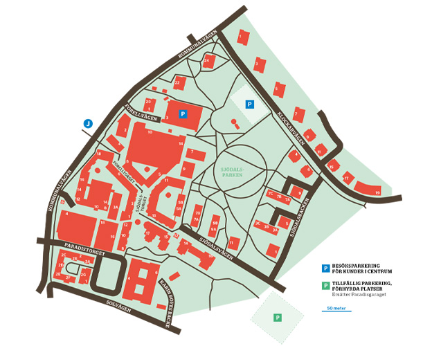 Karta parkering Huddinge Centrum